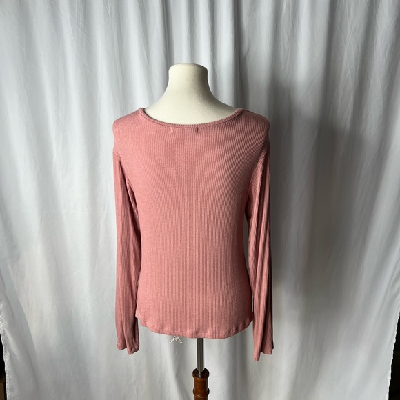 Project Social T Mauve V-neck Ribbed Knit V-neck Top - Large - Picture 4 of 6
